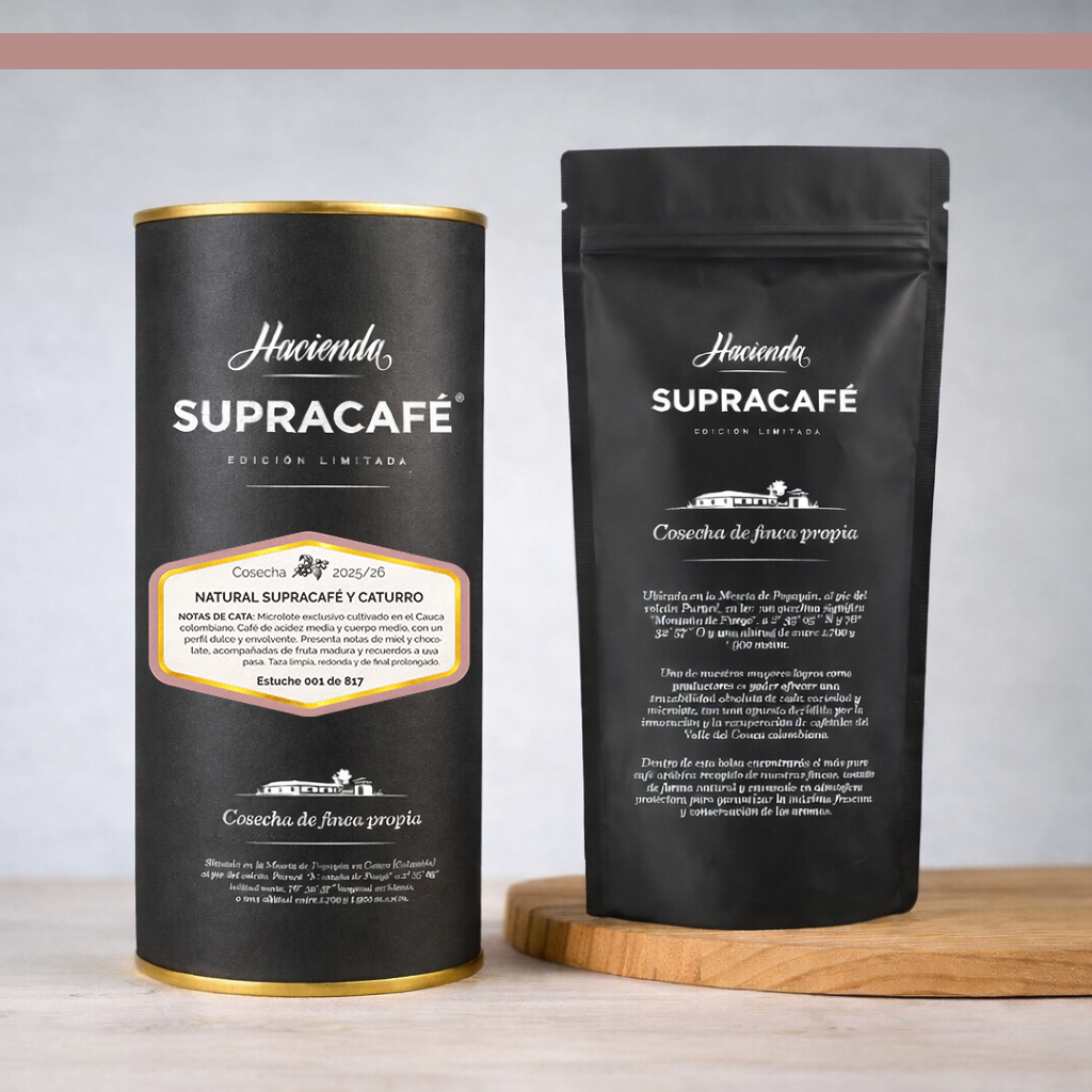 Café de Colombia de cosecha propia Hacienda Supracafé Natural blend Supracafé y Caturro 250g